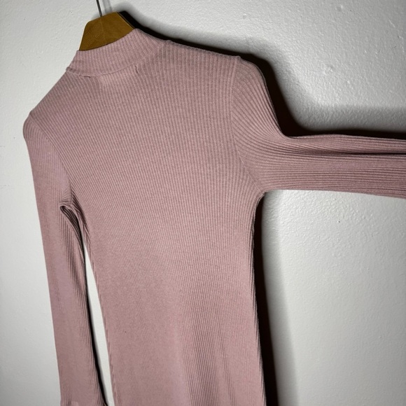 Christy Dawn the Charlie Dress Long Sleeve Pink Ribbed Mock Neck - Picture 11 of 14